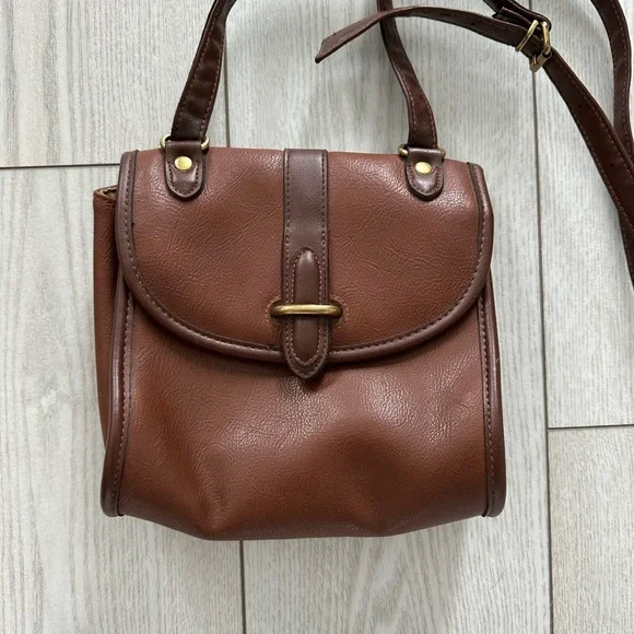 Vintage Small Brown Leather Crossbody Bag - Women - Picture 2 of 7